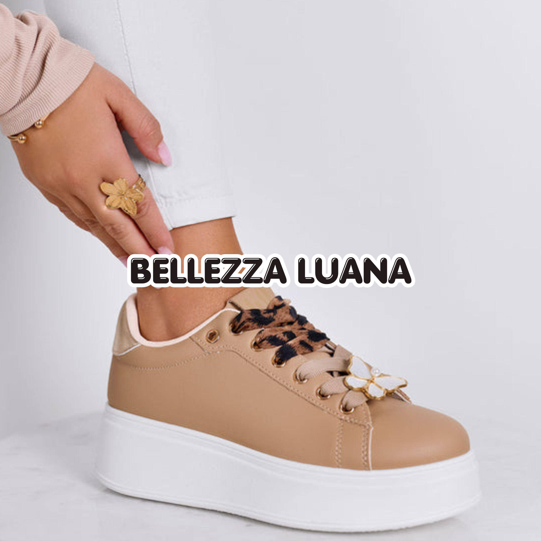 Sneakers Ashley con lacci animalier