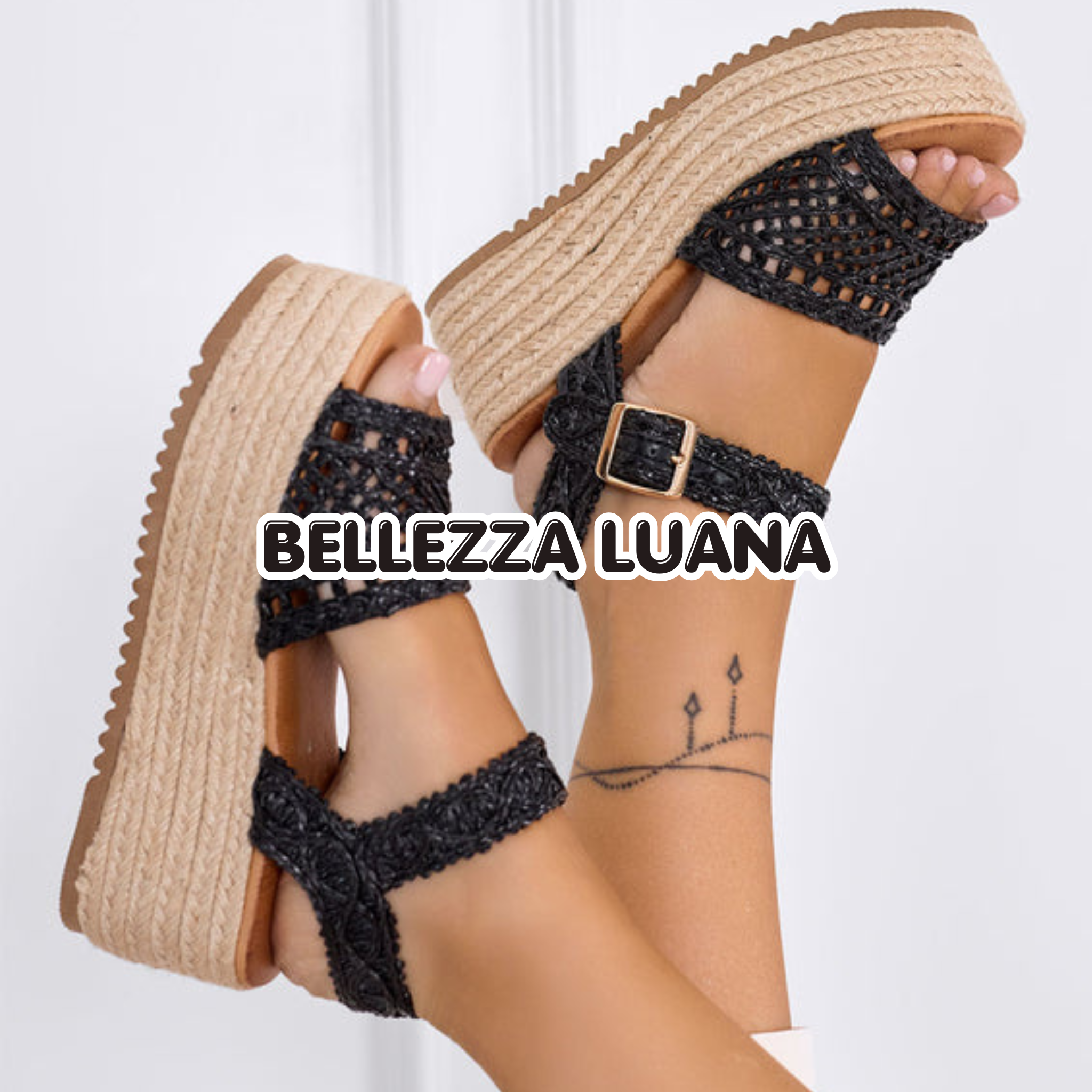 Sandali Denise intrecciati con zeppa in corda