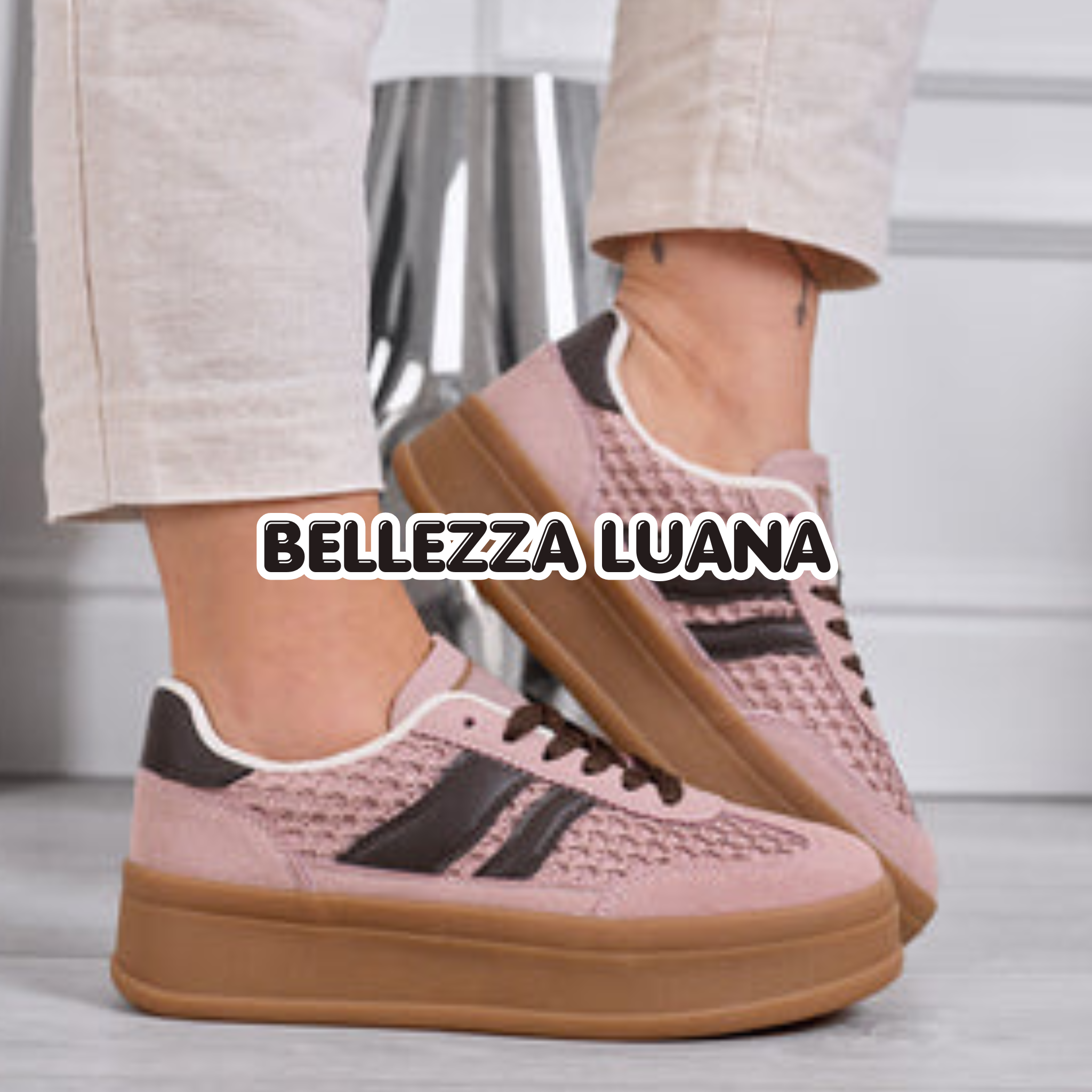 Sneakers Ester con inserti oro e suola in gomma