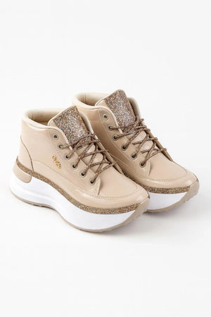 Sneakers  con tacco alto e dettagli brillanti