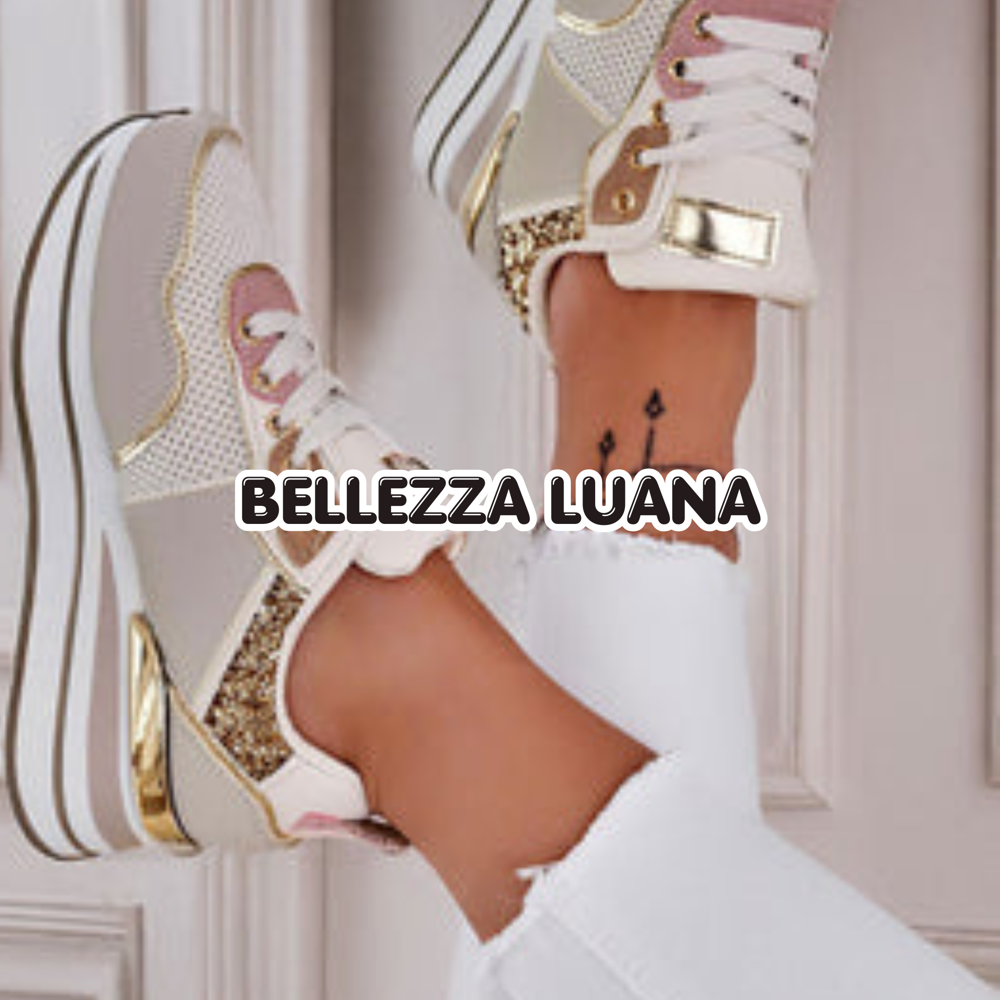 Sneakers bianche con Strass e Suola comfort
