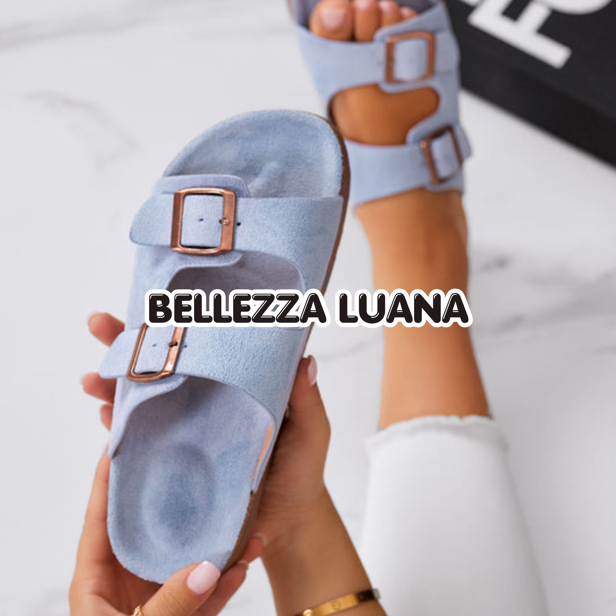 Sandali Lauren in camoscio con fibbie e suola comfort in sughero