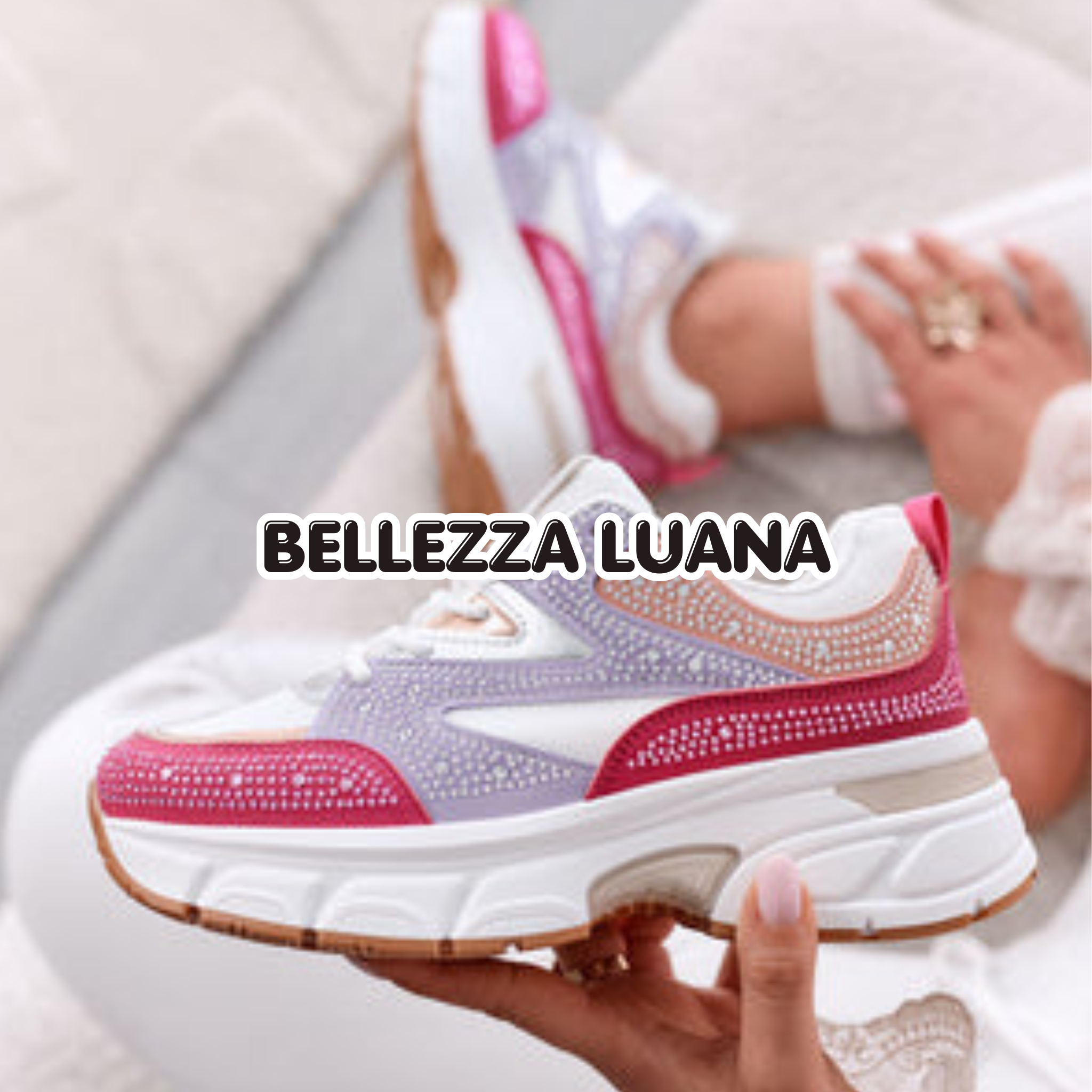 Sneakers bianche con Strass e Suola comfort