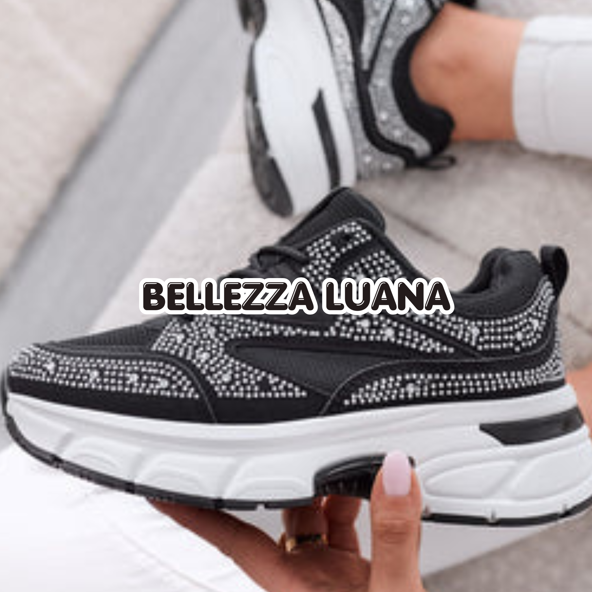 Sneakers bianche con Strass e Suola comfort