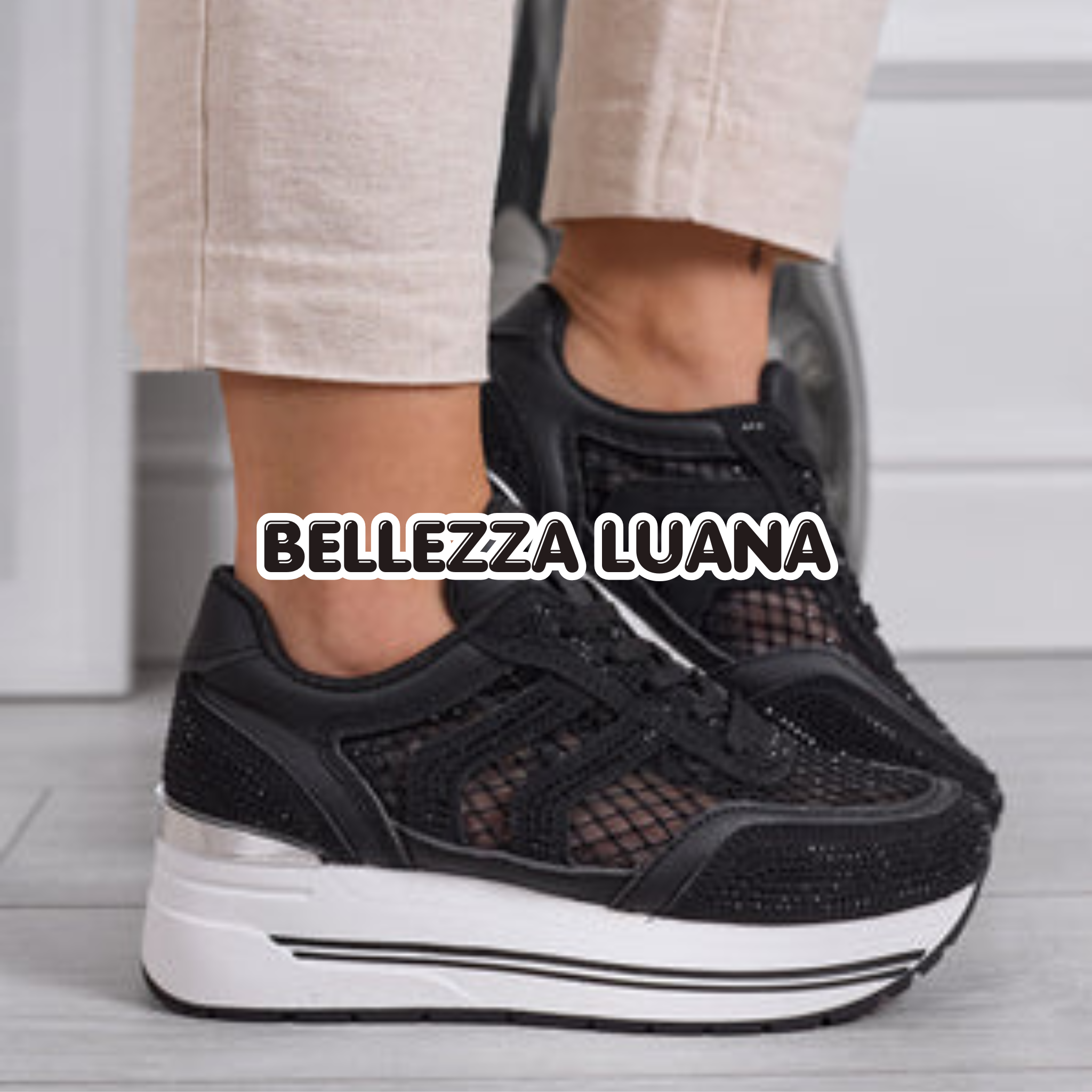 Sneakers bianche con Strass e Suola comfort