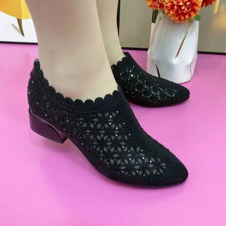 scarpe traspiranti brillantinate con rialzo