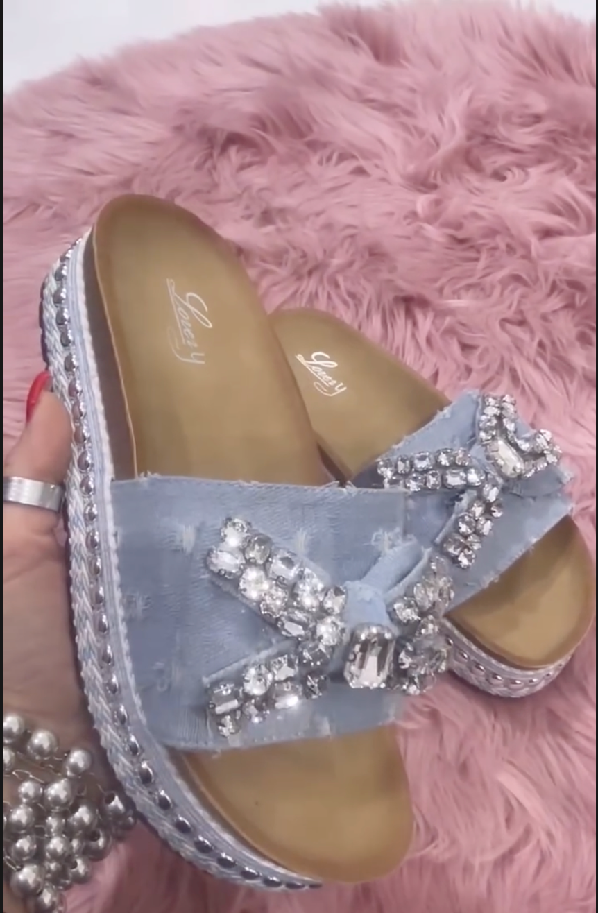 sandalo fiocco gemmy effetto denim