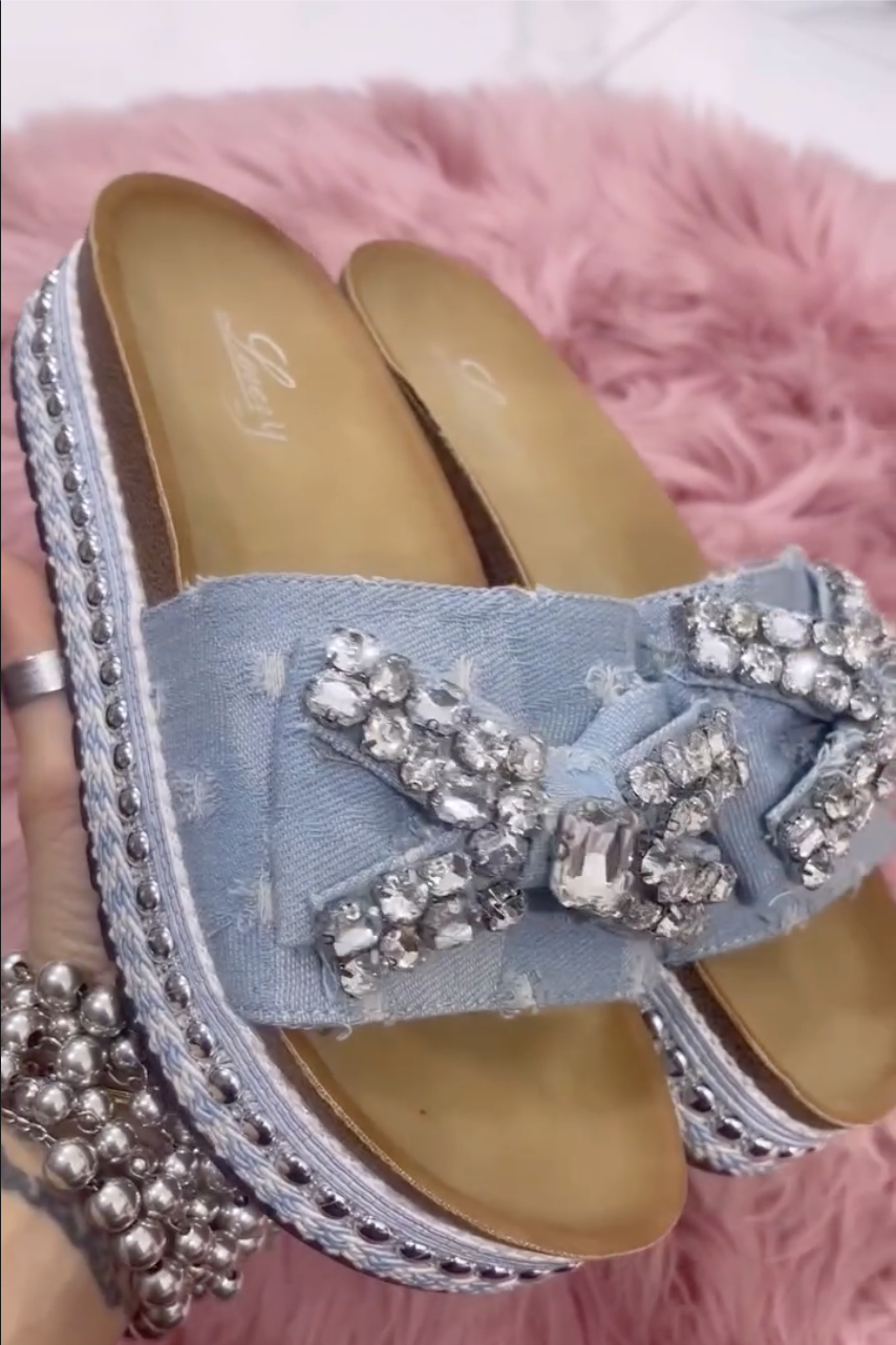 sandalo fiocco gemmy effetto denim