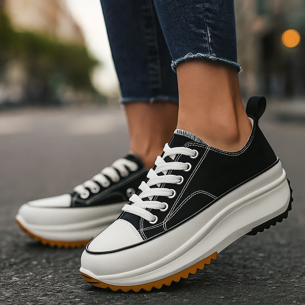 Sneakers comode da città con elegante suola a zeppa