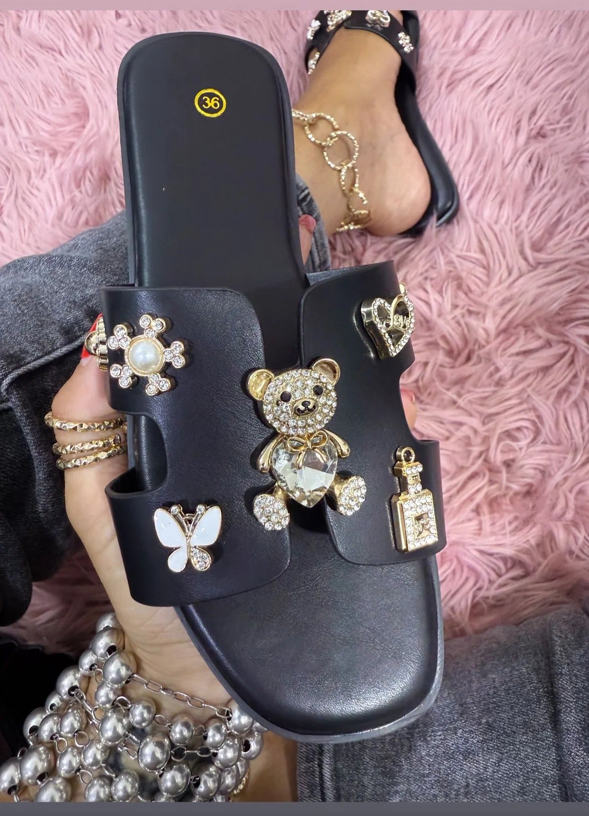 Sandali charm cuore cristallo