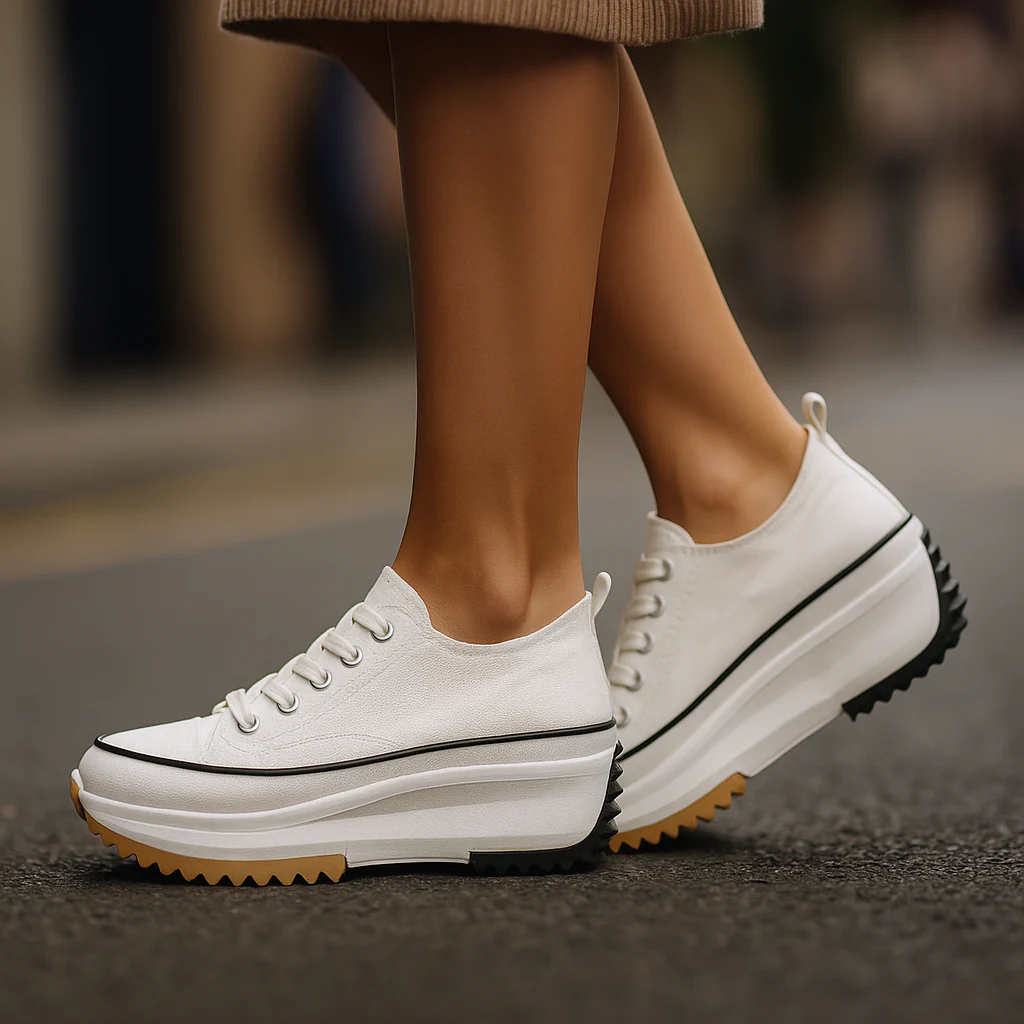 Sneakers comode da città con elegante suola a zeppa