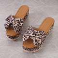 🐆👡 Sandali con plateau e fiocco con stampa leopardata da donna