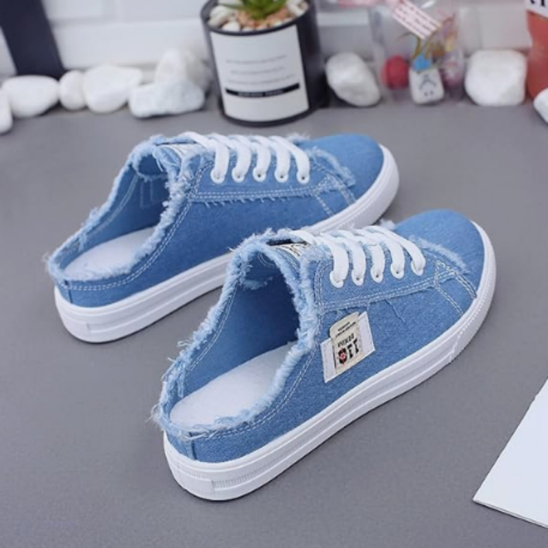Scarpe da ginnastica mule in denim da donna: facili da indossare, con suola comoda e perfette per un look estivo casual ☀️